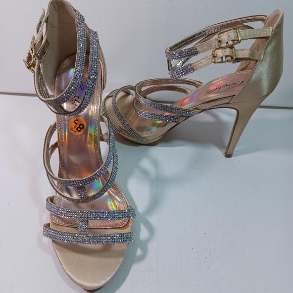 CAMILLE La Vie, Gold Strappy Heels Sandal, Size 8.5 - Picture 14 of 16